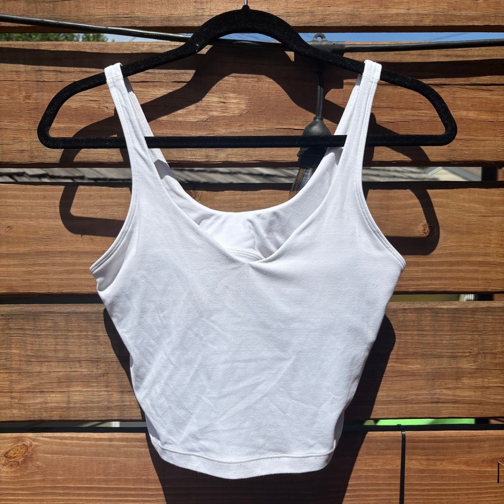 Lululemon Align Tank Top Women Size 8 White Excellent Built-in Bra Yoga Workout